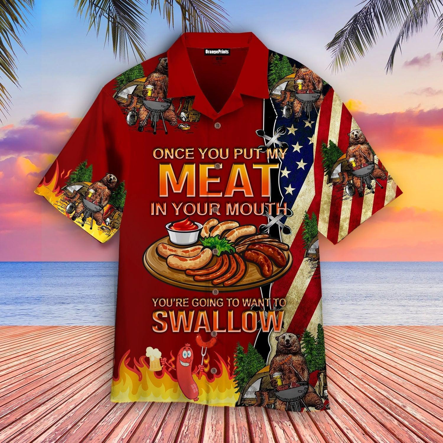 Camping Bear Put My Meat Want To Swallow Hawaiian Shirt