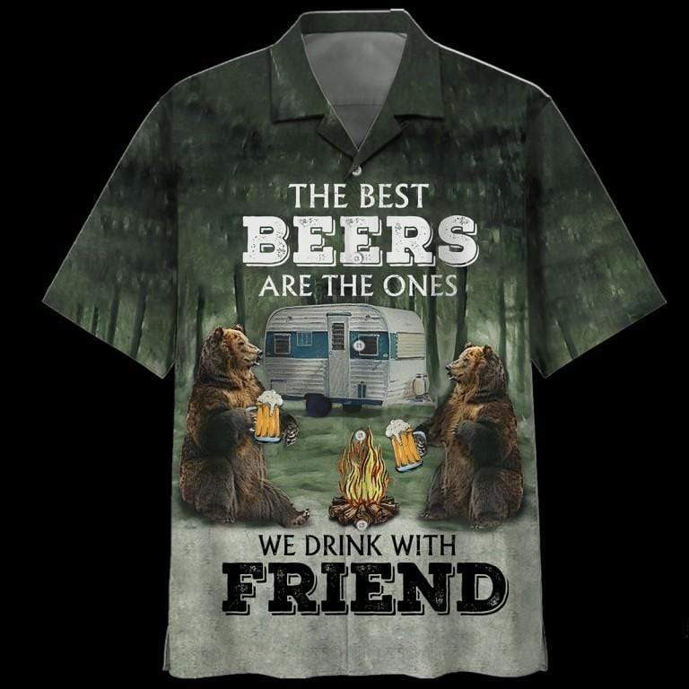 Camping The Best Beers Drink With Friend Hawaiian Shirt