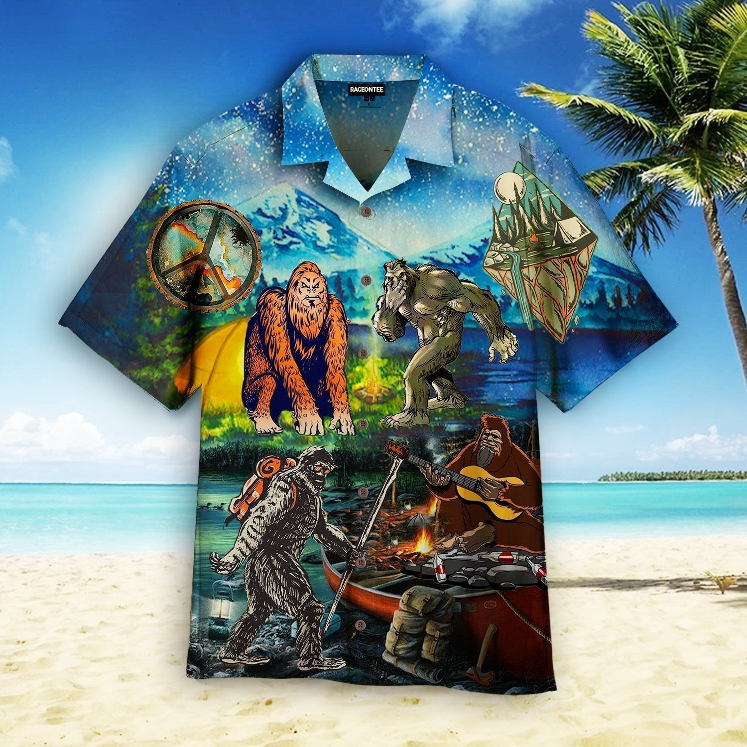 Camping With Bigfoot Hawaiian Shirt