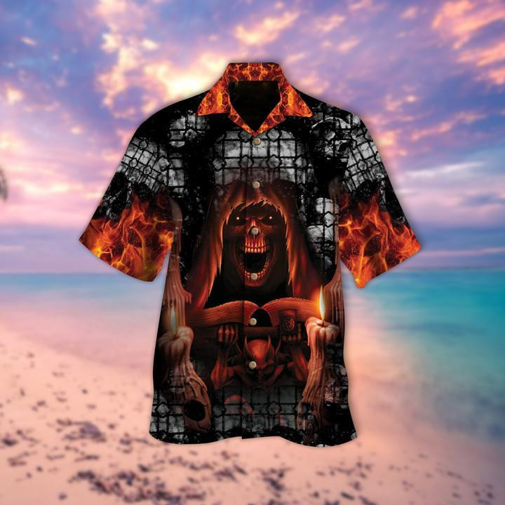 Candle Fire Skull Halloween Hawaiian Shirt