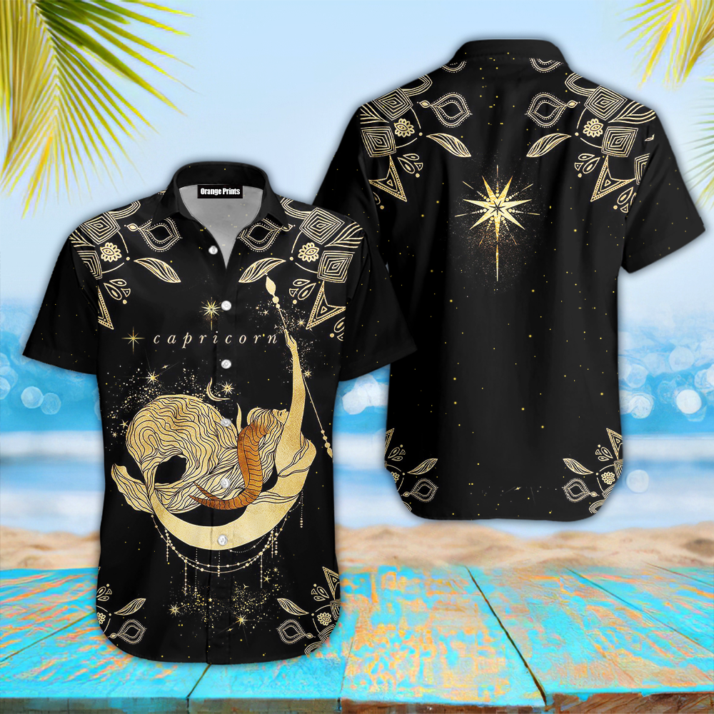 Capricorn Golden Zodiac Hawaiian Shirt