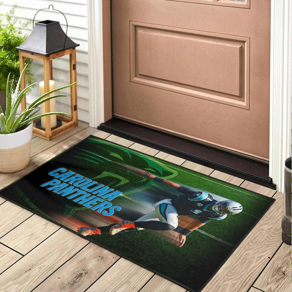 Carolina Panthers American Football Cam Newton Running Lightning Speed Rubber Doormat Home Decor - Image 3