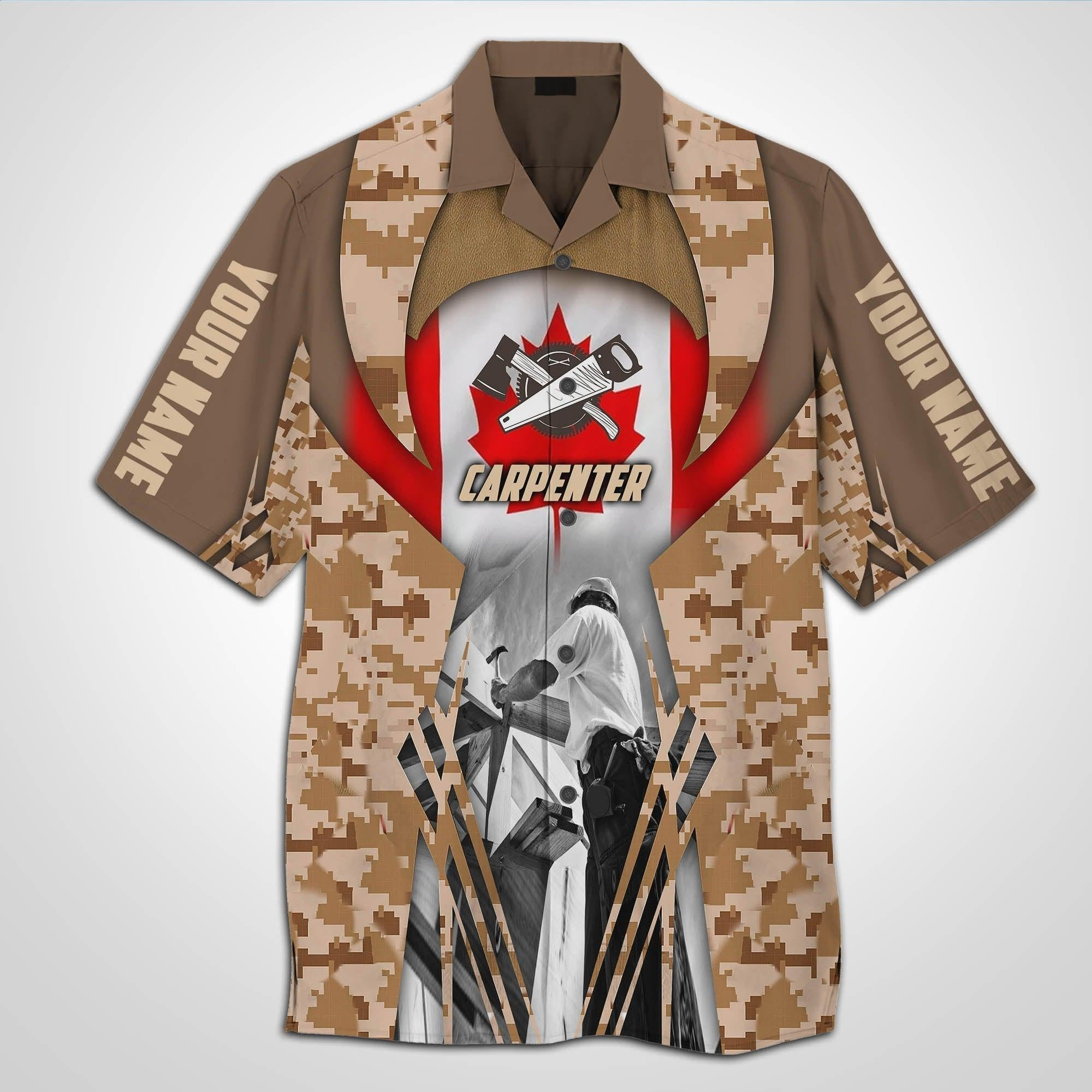Carpenter Camo Canada Flag Hawaiian Shirt