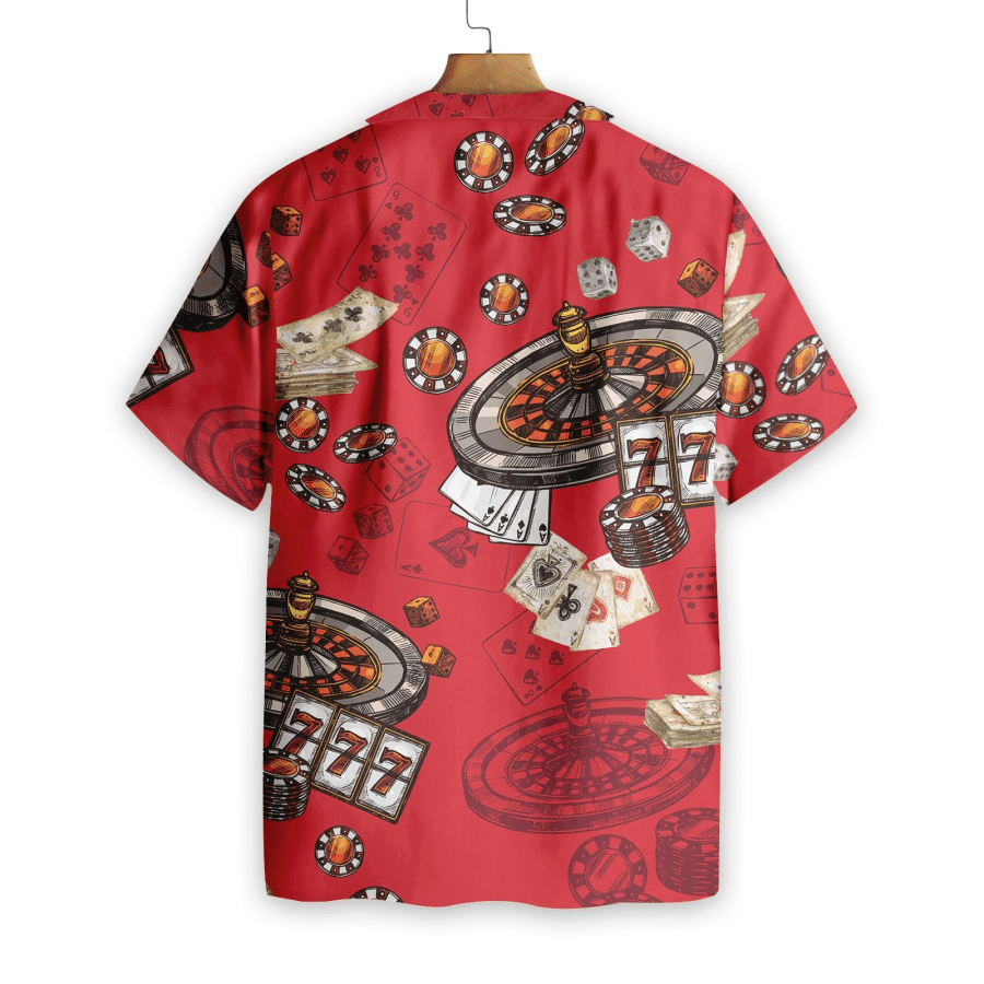Casino Pattern Red Background Hawaiian Shirt