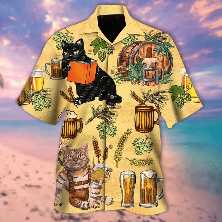 Cat And Beer Hawaiian Shirt