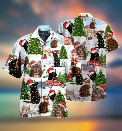 Cat Christmas Santa Hawaiian Shirt