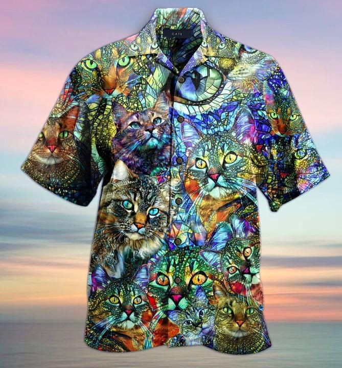Cat Colorful Print Hawaiian Shirt