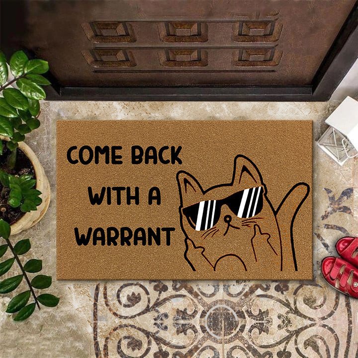 Cat Come Back With A Warrant Rubber Doormat Funny Welcome Mats Home Decor Gifts