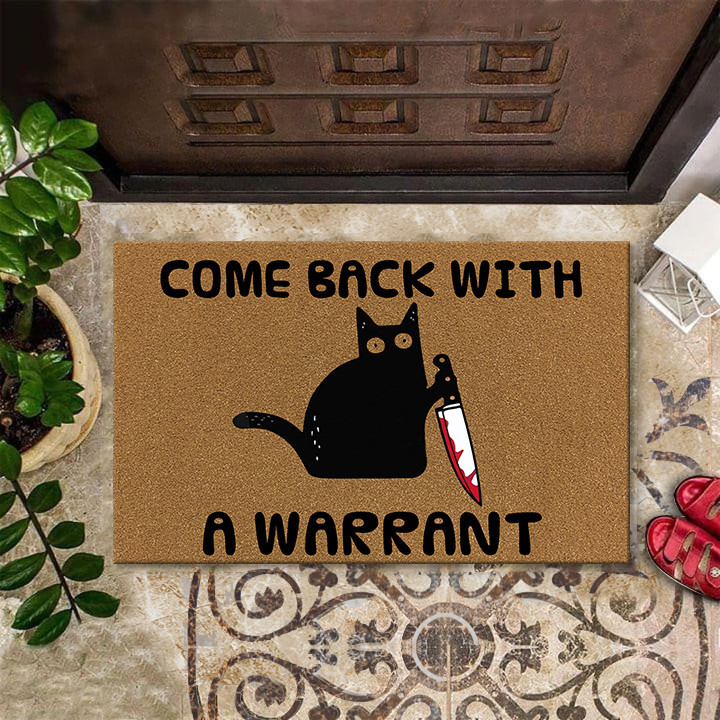 Cat Come Back With A Warrant Rubber Doormat Horror Cat Funny Door Mat Home Decor