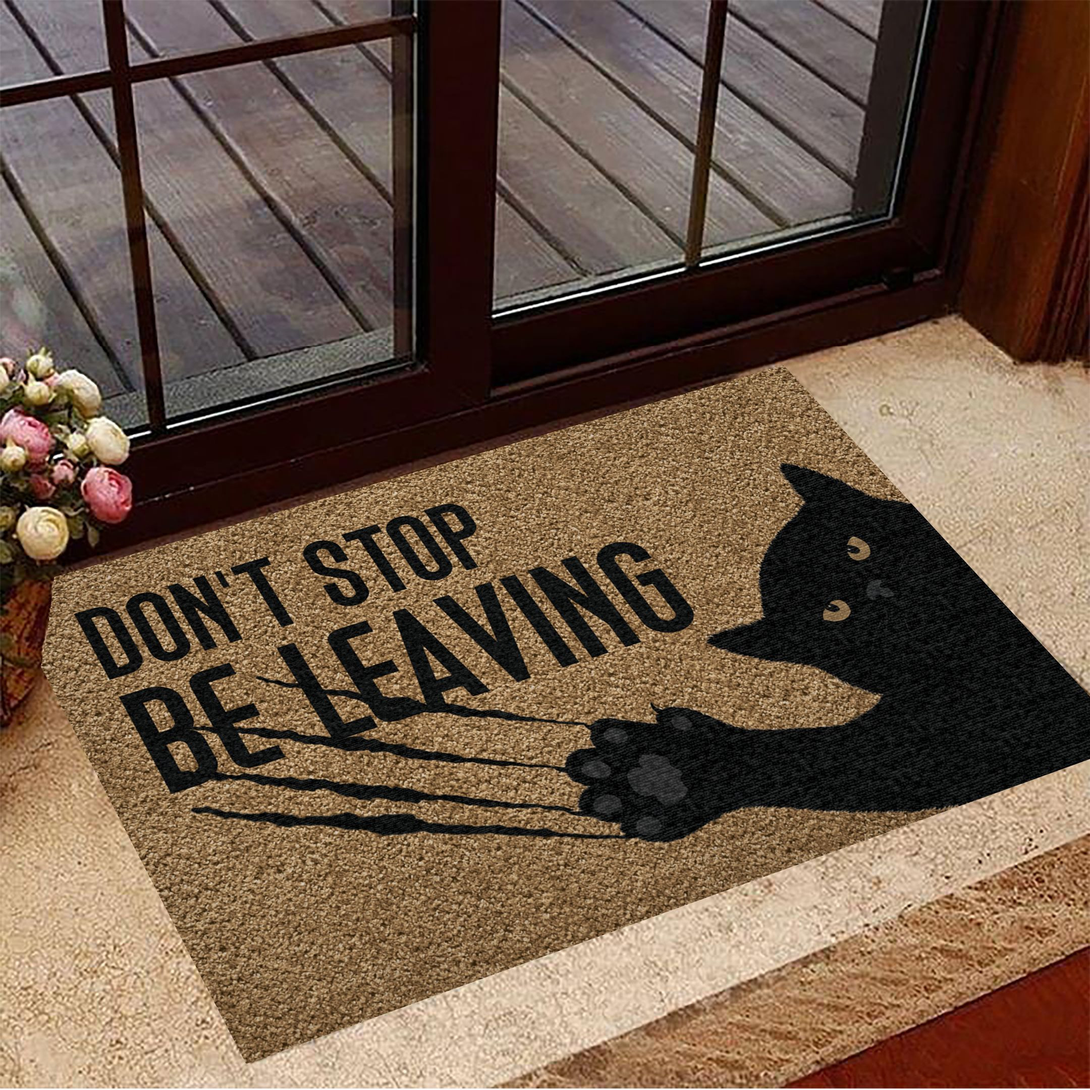 Cat Don't Stop Be Leaving Rubber Doormat Black Cat Rubber Doormat New Home Gifts