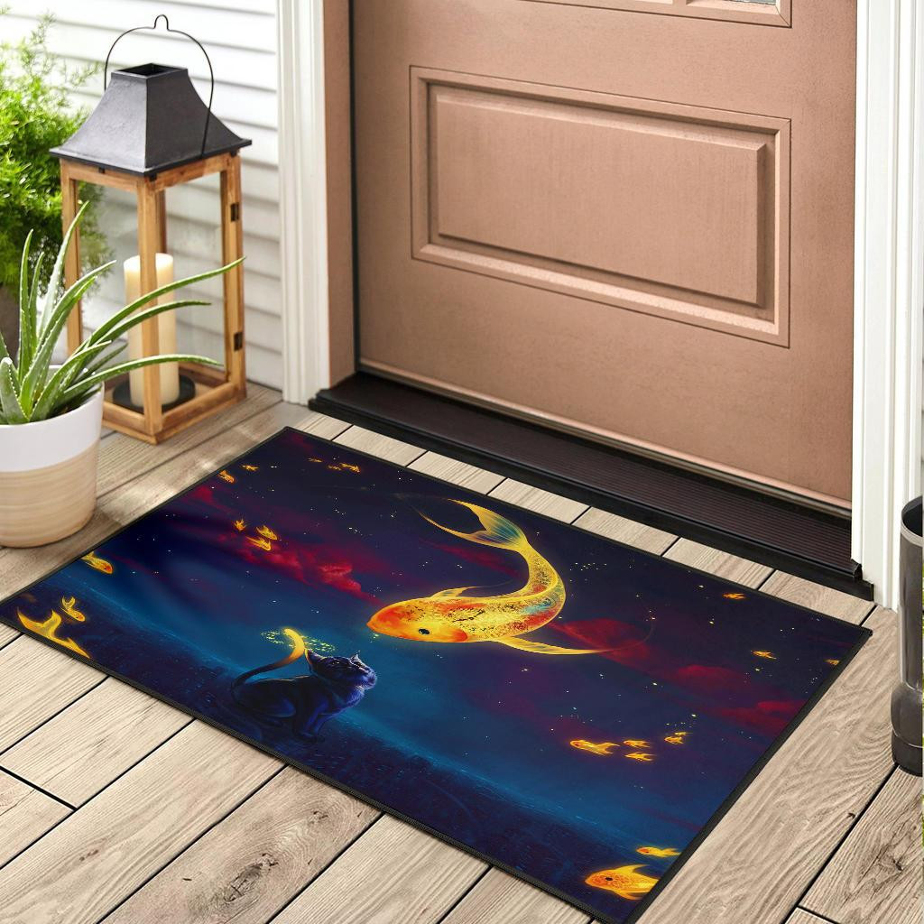 Cat Fish Catch The Moon Rubber Doormats - Image 3