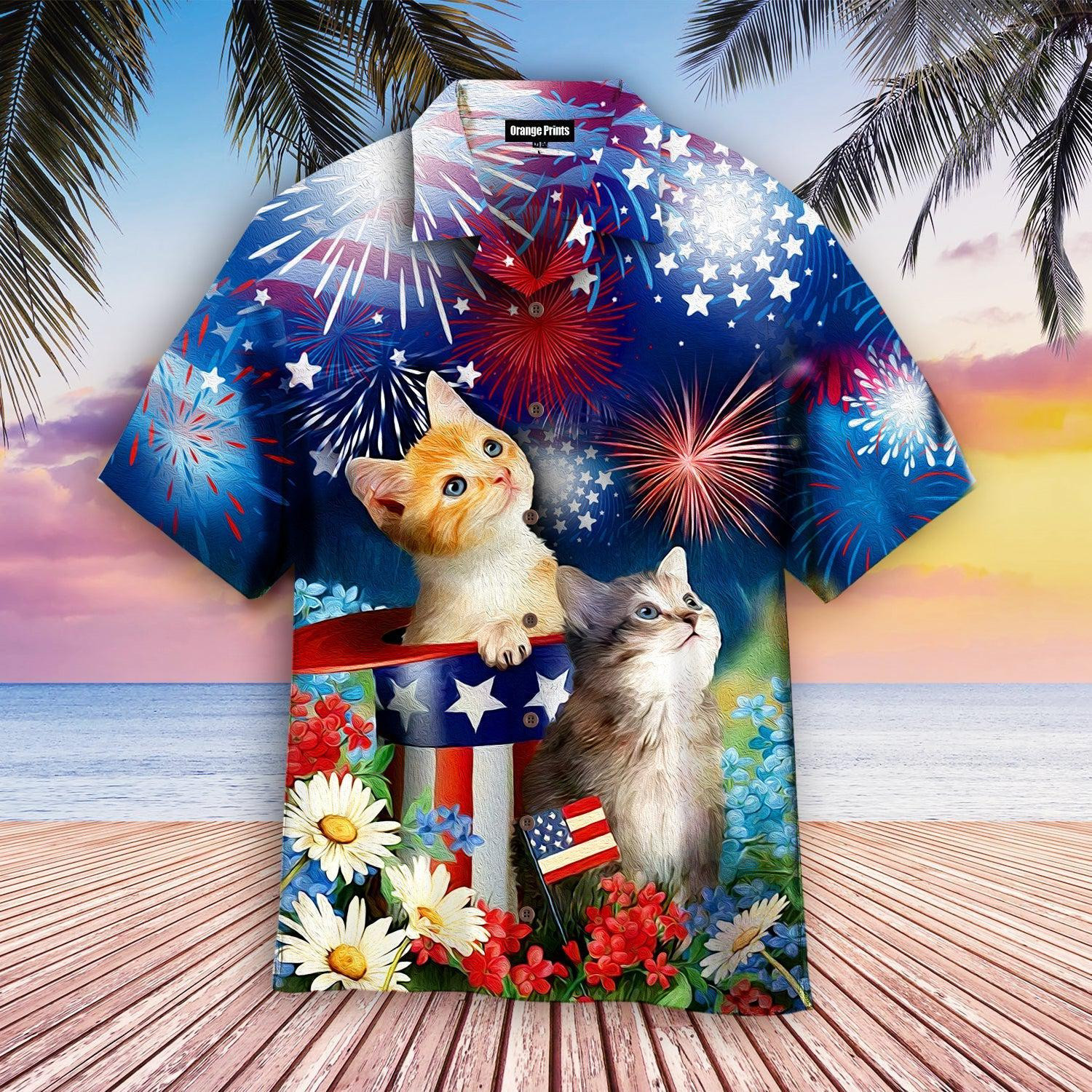 Cat Happy 4Th Of July Hawaiian Shirt
