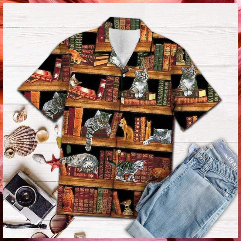 Cat Love Books Hawaiian Shirt
