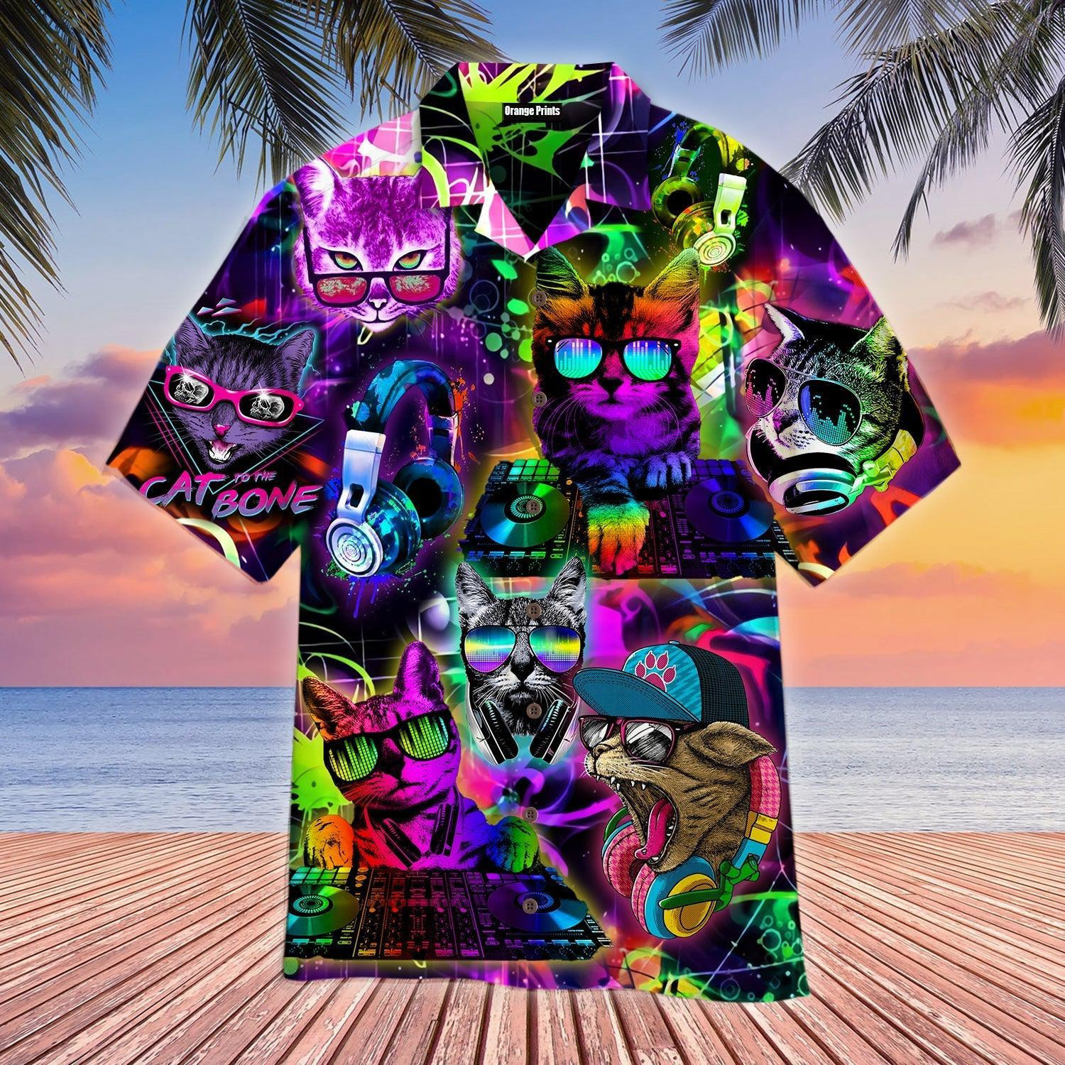Cat Neon DJ Hawaiian Shirt