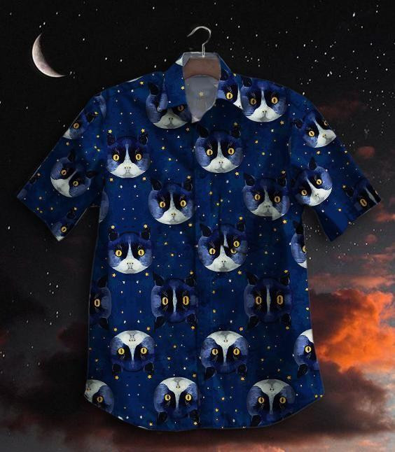 Cat Night Sky Hawaiian Shirt