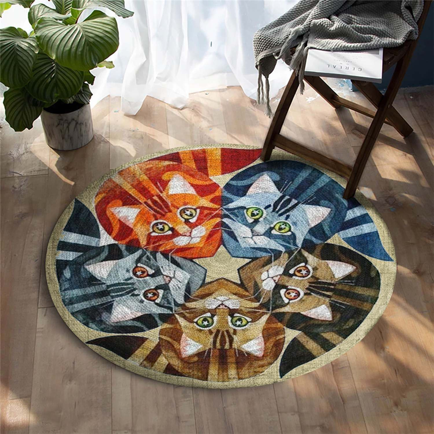 Cat Round Rug Carpet Bedroom Livingroom Home Decor