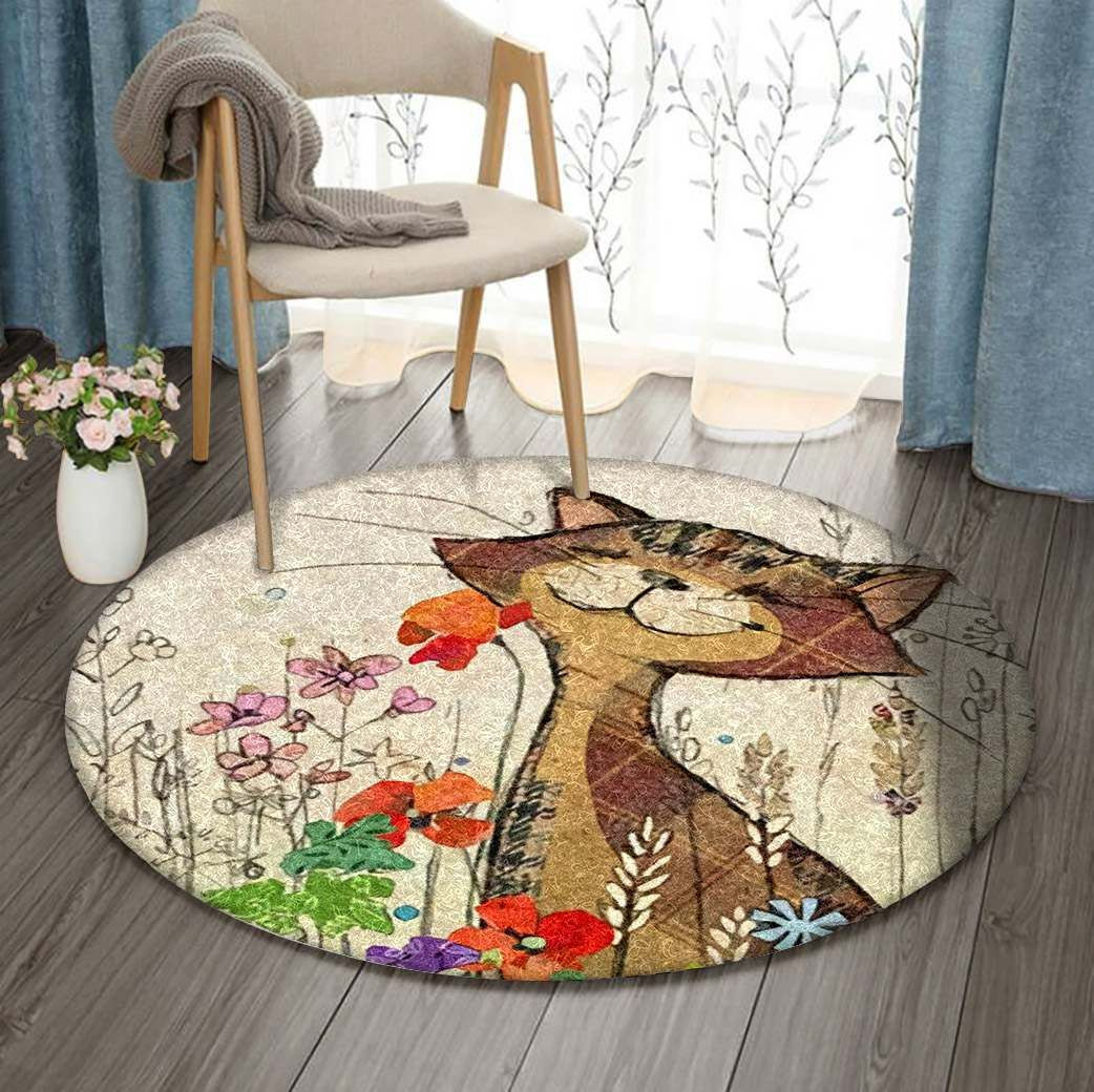 Cat Round Rug Carpet Bedroom Livingroom Home Decor