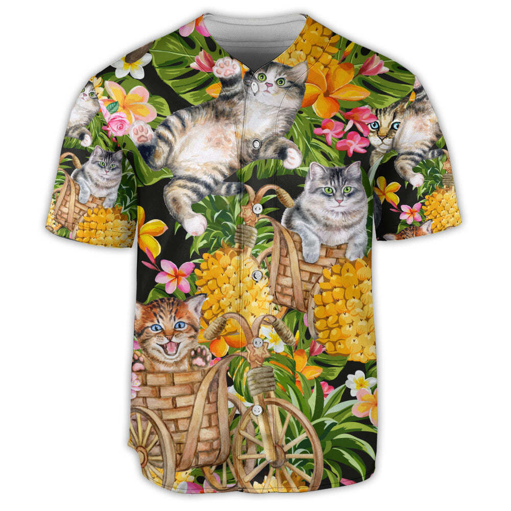 Cat So Funny In The Pineapple Tropical Baseball Jersey