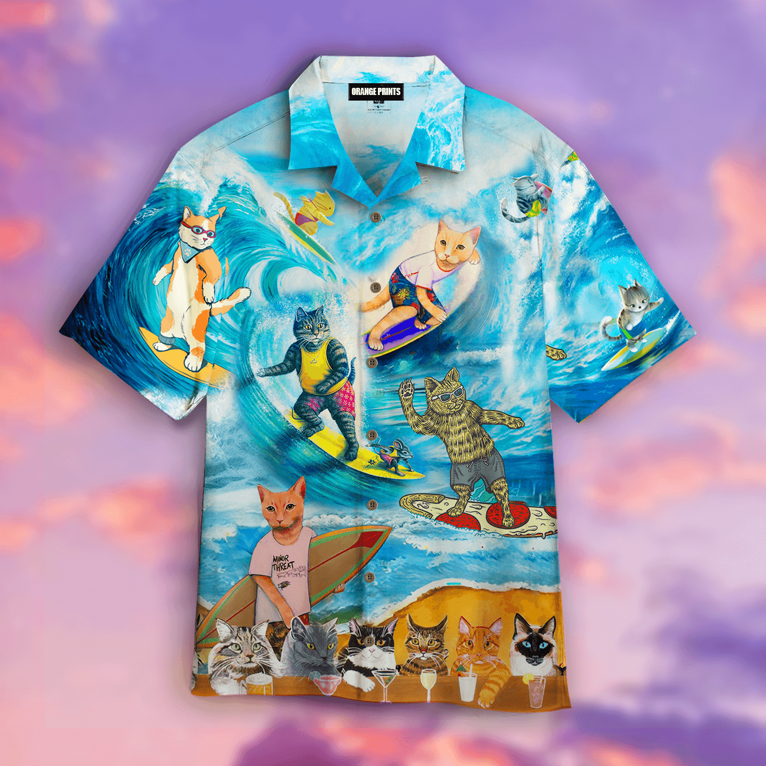Cat Surfing Hawaiian Shirt