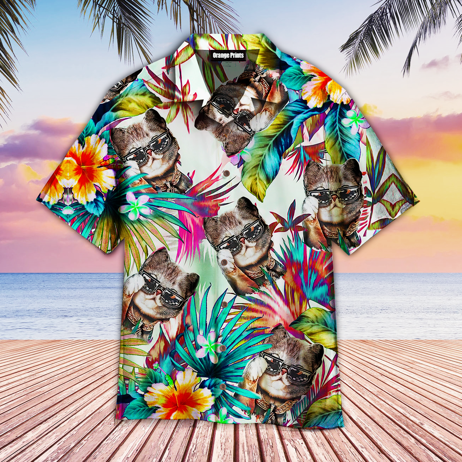 Cat Tropical Hawaiian Shirt