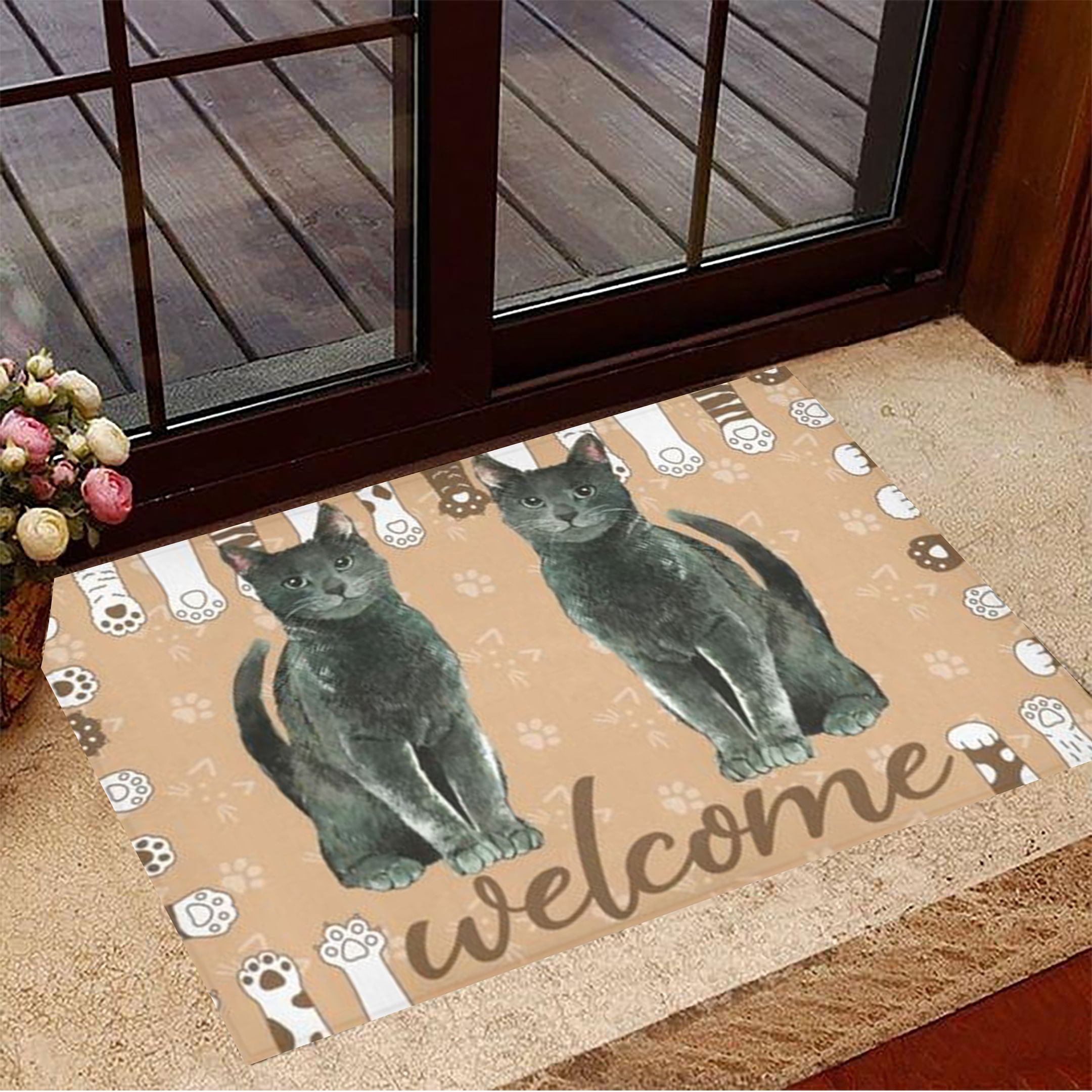 Cat Welcome Rubber Doormat Black Cat Rubber Doormat Gifts For New Homeowners