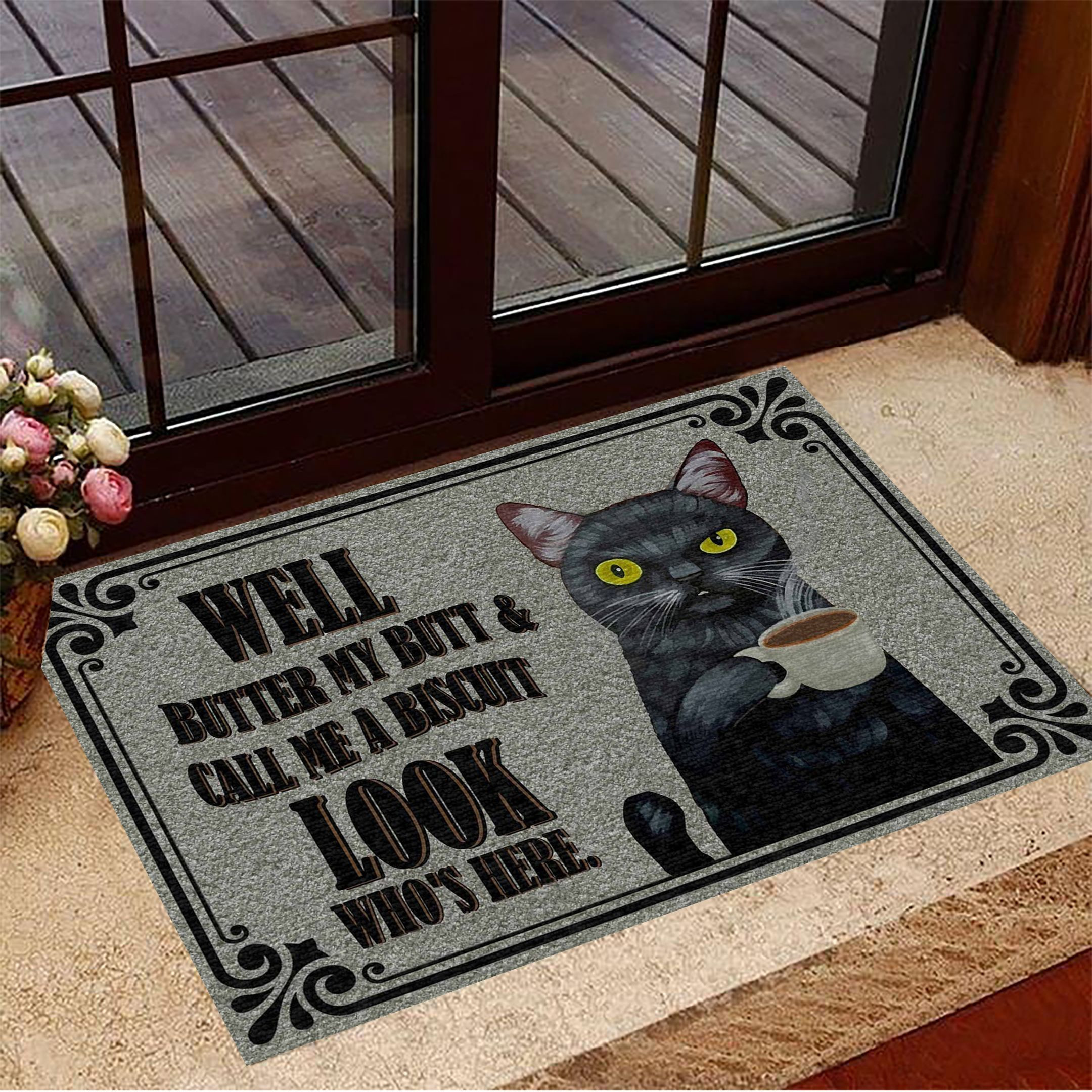 Cat Well Butter My Butt And Call Me A Biscuit Rubber Doormat Sarcastic Door Mats Home Decor
