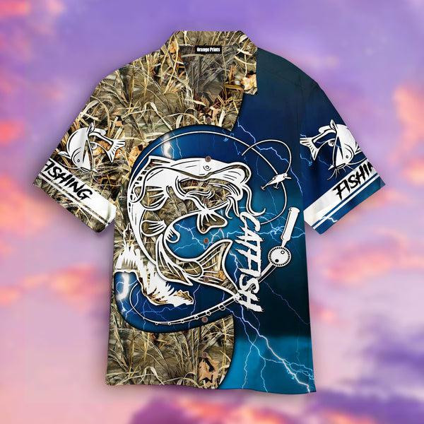 Catfish Fishing Blue Hawaiian Shirt