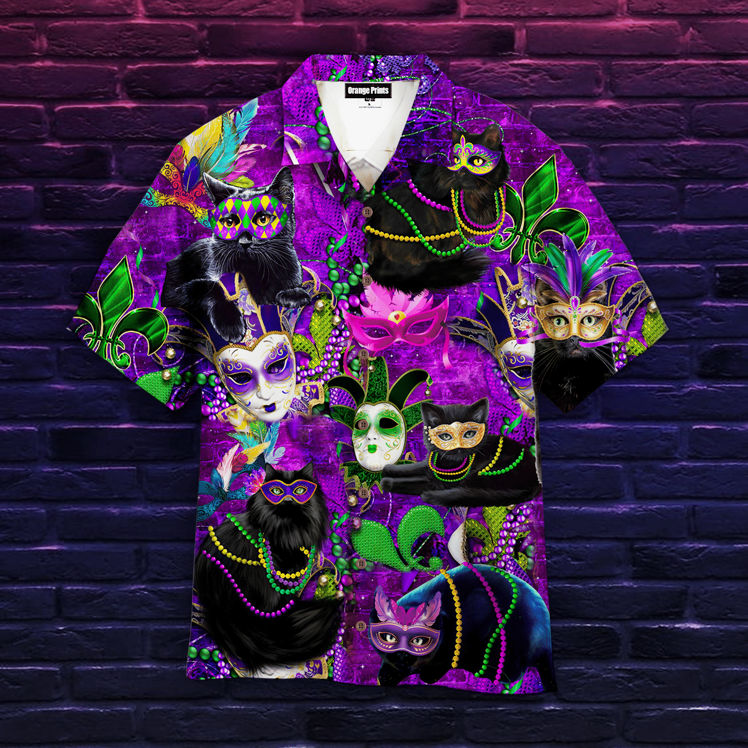 Cats Mardi Gras Carnival Hawaiian Shirt