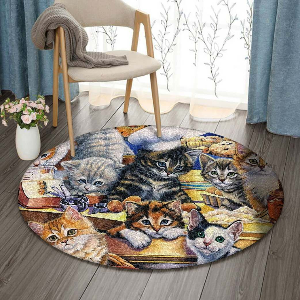 Cats Round Rug Carpet Bedroom Livingroom Home Decor