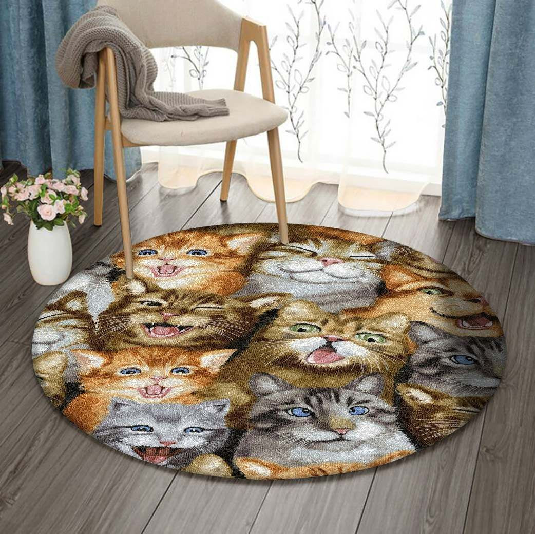 Cats Round Rug Carpet Bedroom Livingroom Home Decor