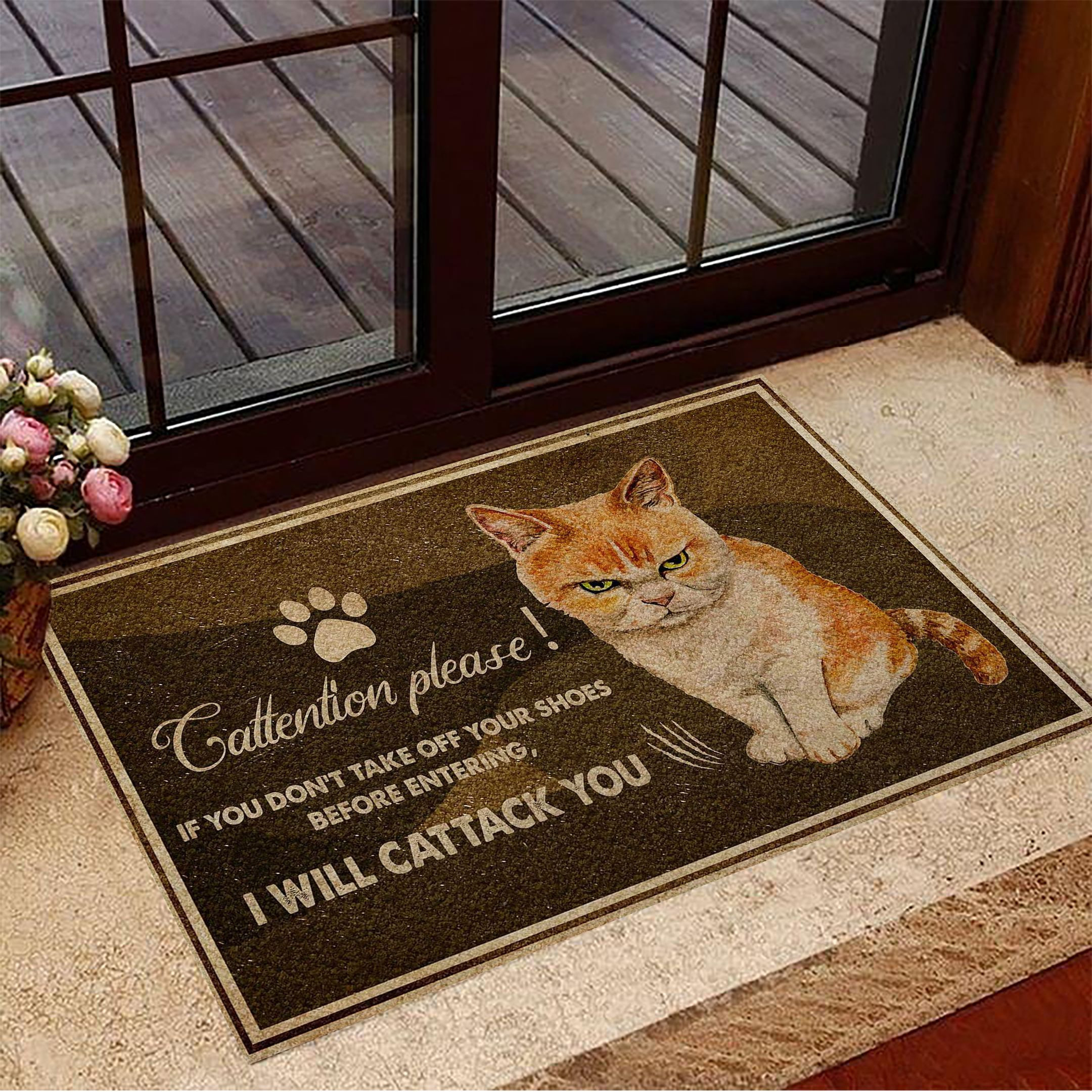 Cattention Please Rubber Doormat Funny Cat Rubber Doormat Gifts For New Homeowners