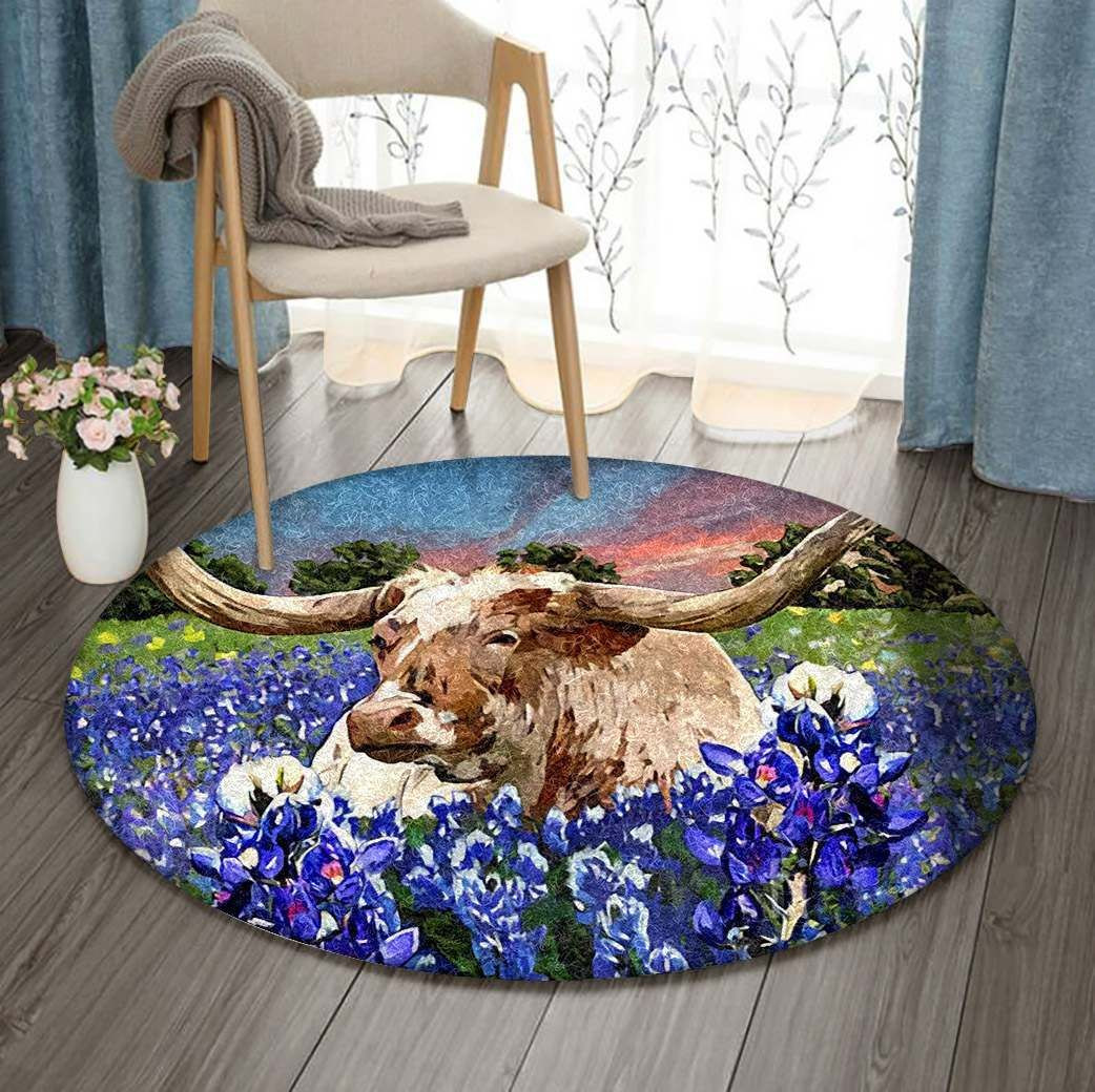 Cattle Round Rug Carpet Bedroom Livingroom Home Decor