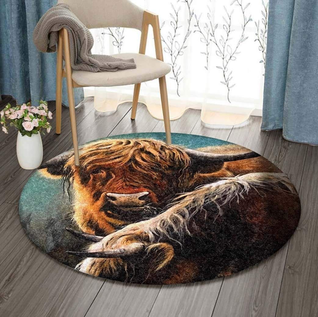 Cattle Round Rug Carpet Bedroom Livingroom Home Decor