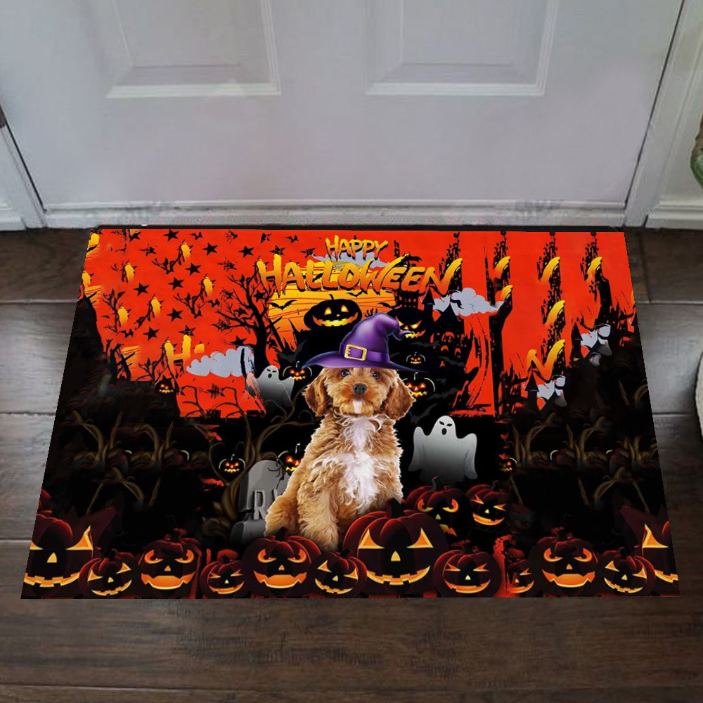 Cavapoo Happy Halloween Rubber Doormat Dog Lovers Scary Halloween Front Door Ideas