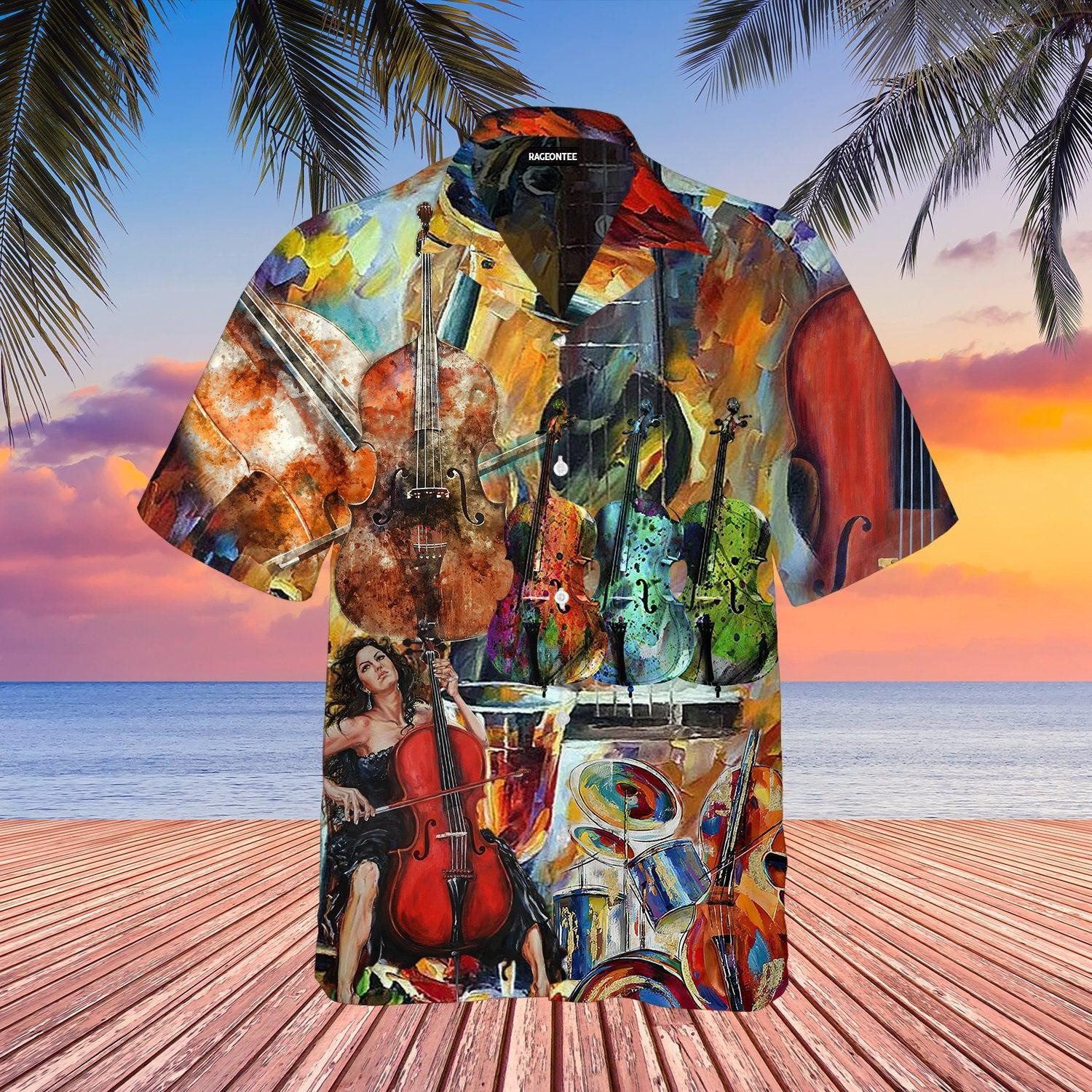 Cello Vintage Cello Jazz Music Hawaiian Shirt