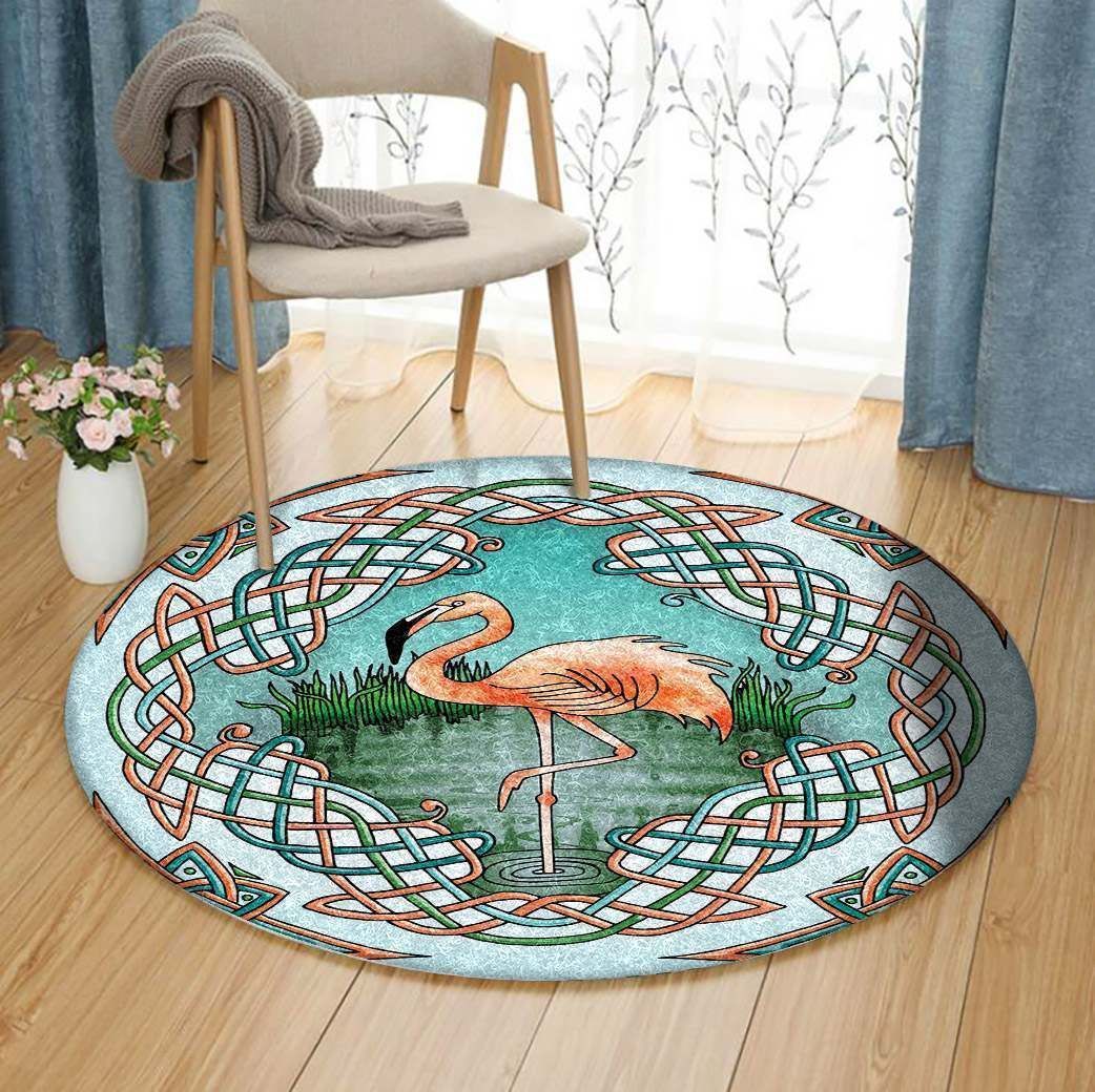 Celtic Flamingo Round Rug Carpet Bedroom Livingroom Home Decor