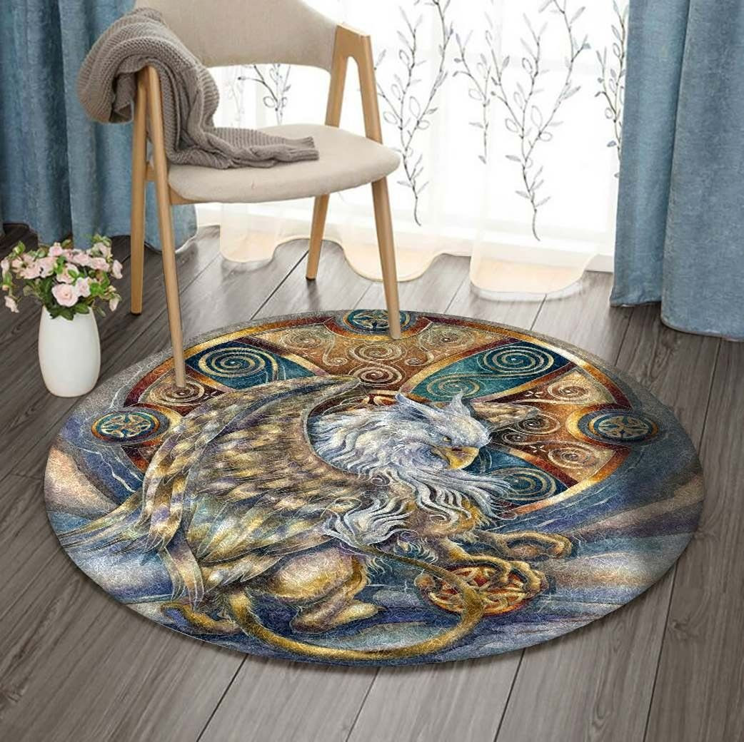 Celtic Griffin Round Rug Carpet Bedroom Livingroom Home Decor