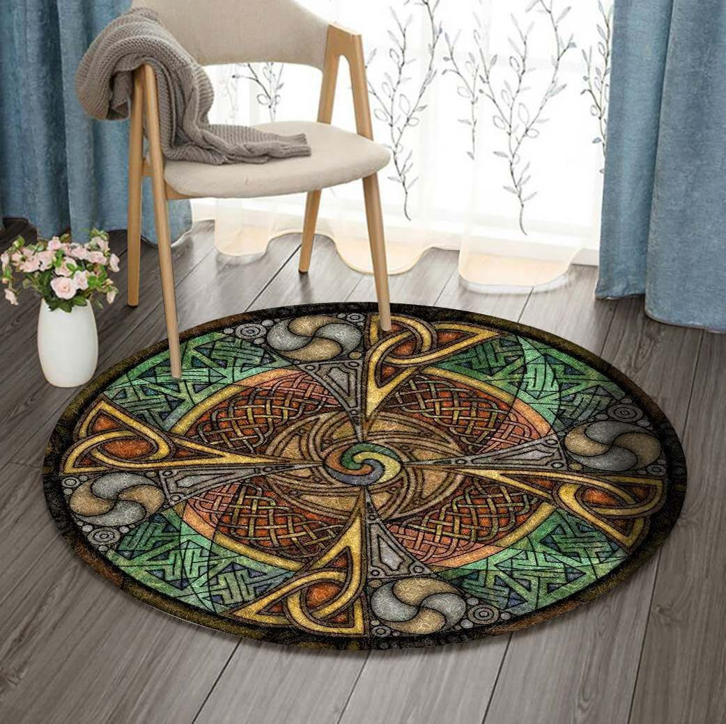 Celtic Symmetrical Pattern Round Rug Carpet Bedroom Livingroom Home Decor