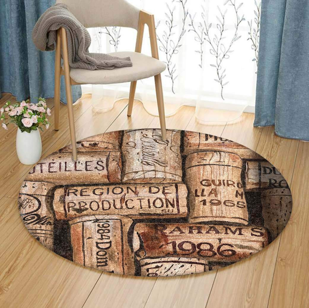 Champagne Cork Limited Edition Round Rug Carpet Bedroom Livingroom Home Decor