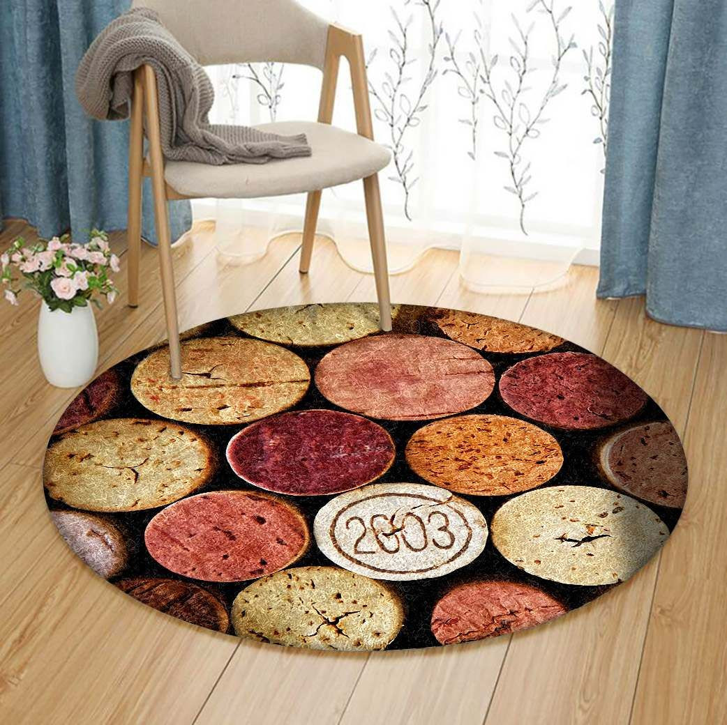 Champagne Cork Round Rug Carpet Bedroom Livingroom Home Decor