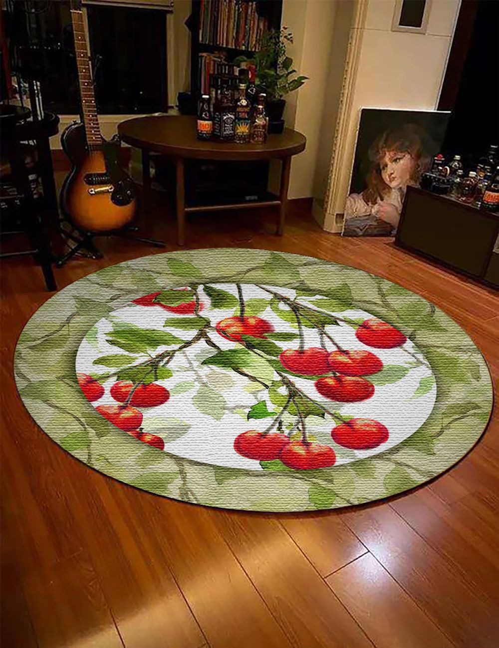Cherries Round Rug Carpet Bedroom Livingroom Home Decor
