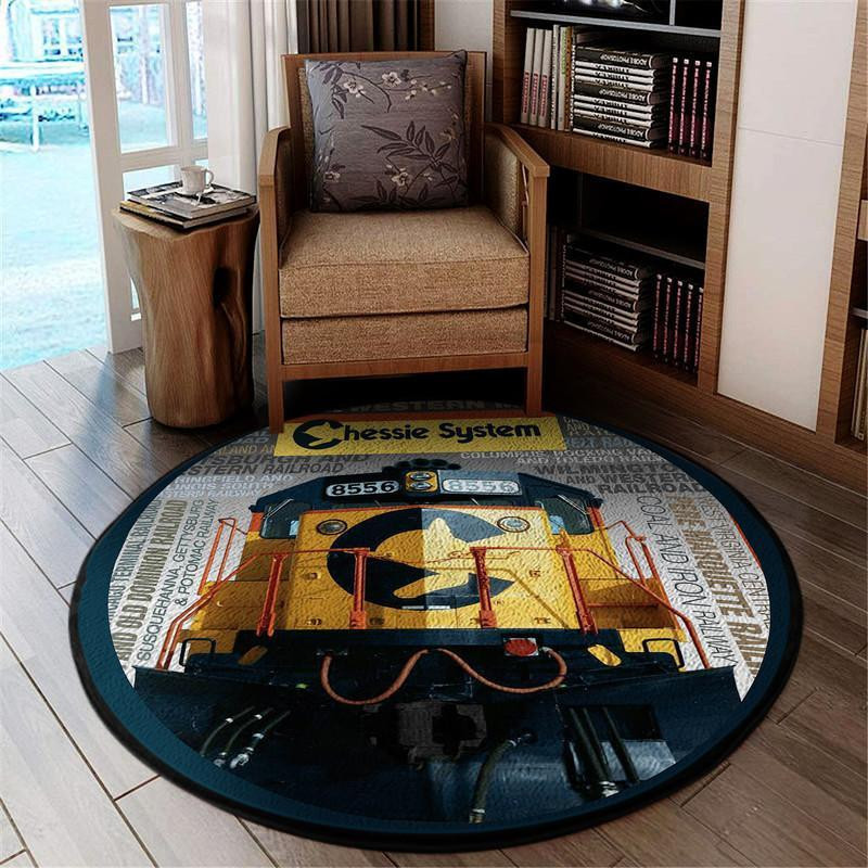 Chessie System Locomotive Rairoad Living Room Round Rug Carpet Bedroom Livingroom Home Decor