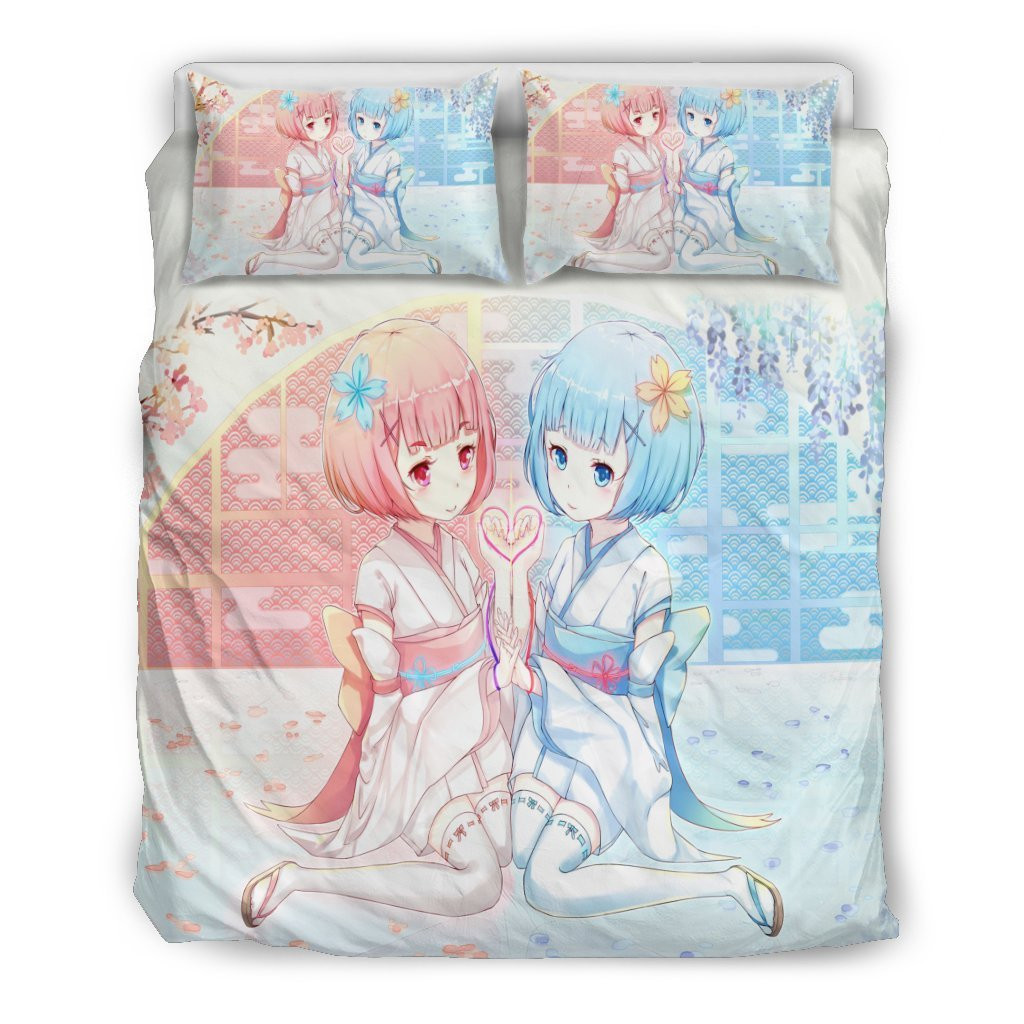 Chibi Ram & Rem Bedding Set Duvet Cover Pillowcase - Image 3