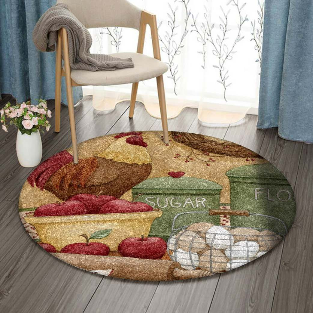 Chicken Eggs Apples Round Rug Carpet Bedroom Livingroom Home Decor