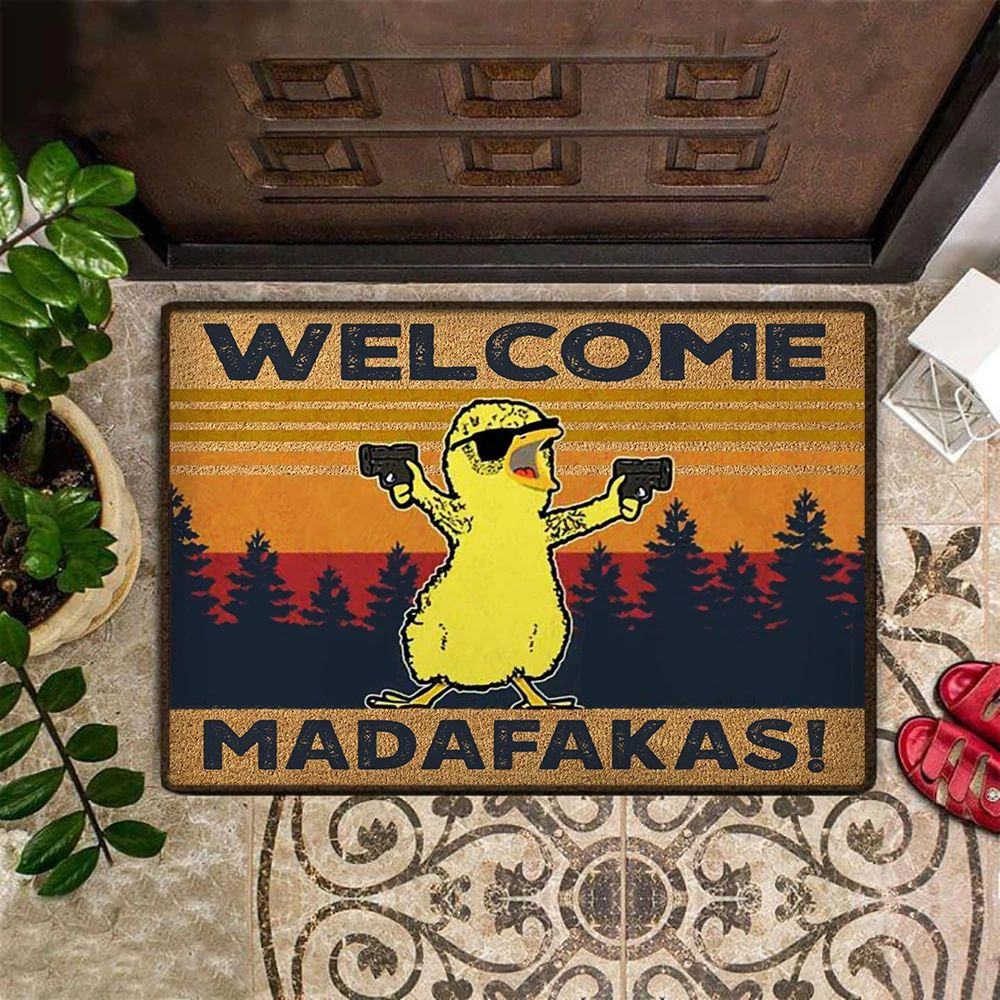 Chicken Madafakas Welcome Rubber Doormat Funny Welcome Mat For Front Door Mat