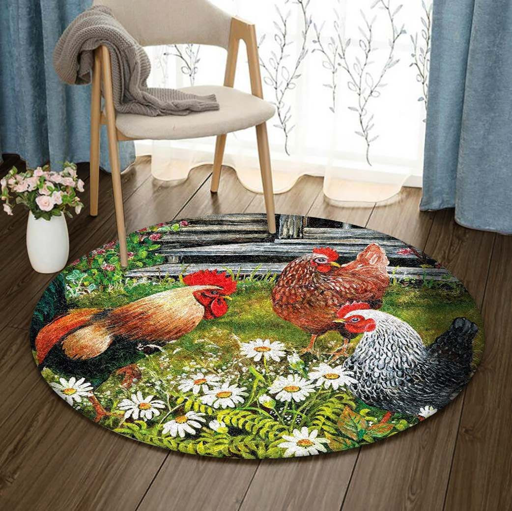 Chicken Round Rug Carpet Bedroom Livingroom Home Decor