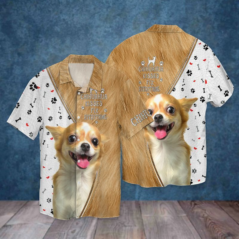 Chihuahua Dog Chihuahua Kisses Fix Everything Hawaiian Shirt