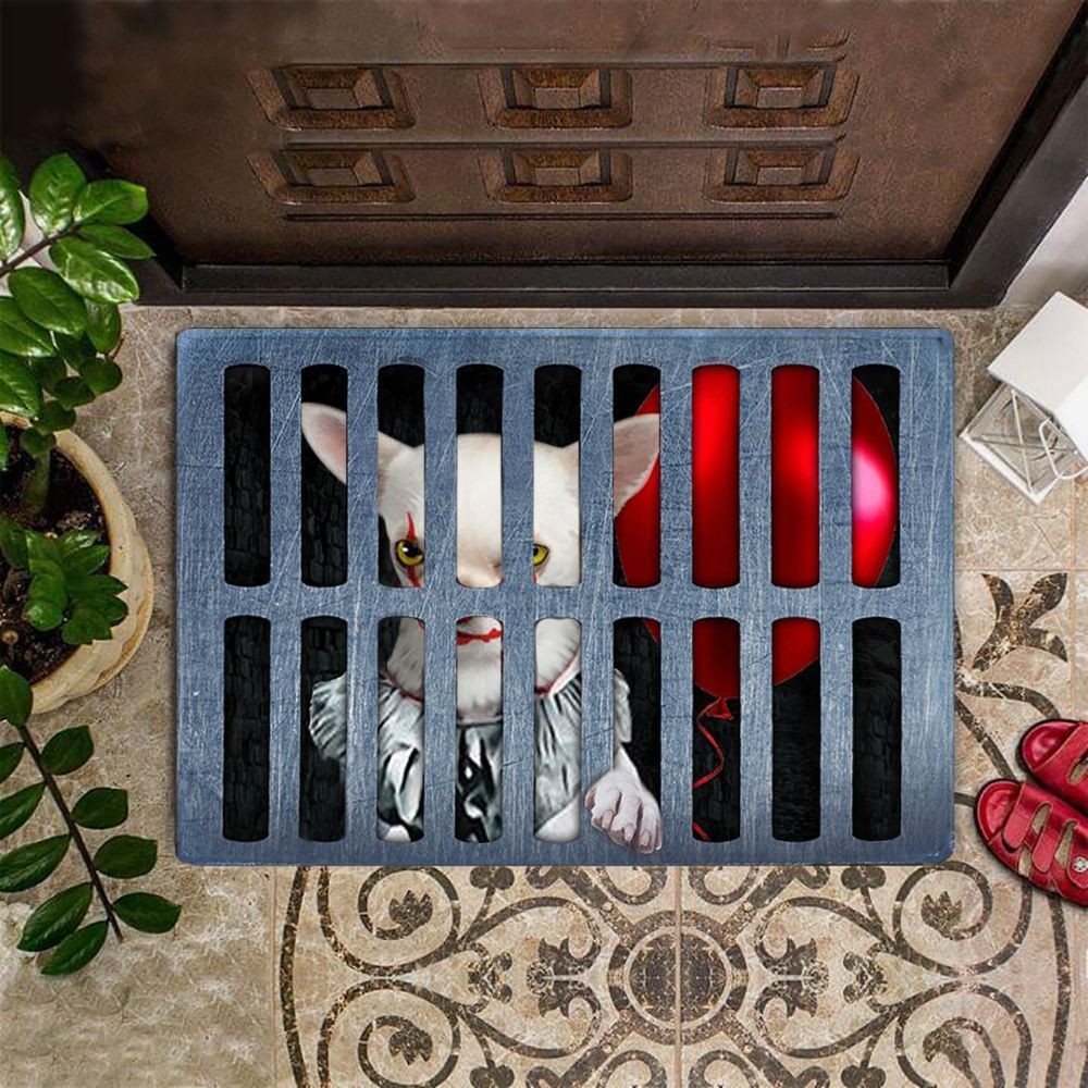Chihuahua Halloween Rubber Doormat Dog Pet Clown Parody Funny Halloween Bath Mat