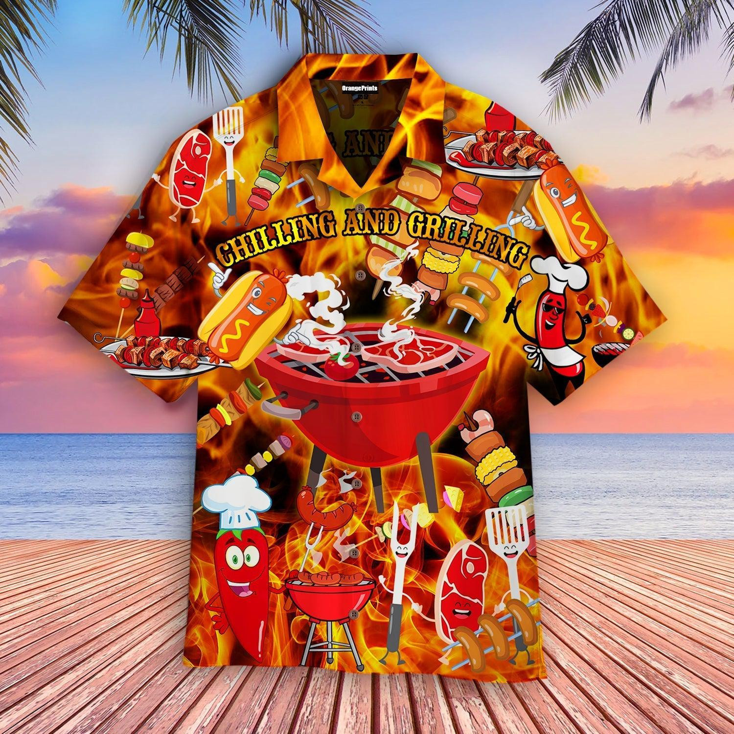 Chilling And Grilling Bbq Hawaiian Aloha Hawaiian Shirt