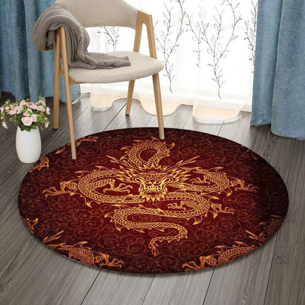 Chinese Dragon Round Rug Carpet Bedroom Livingroom Home Decor